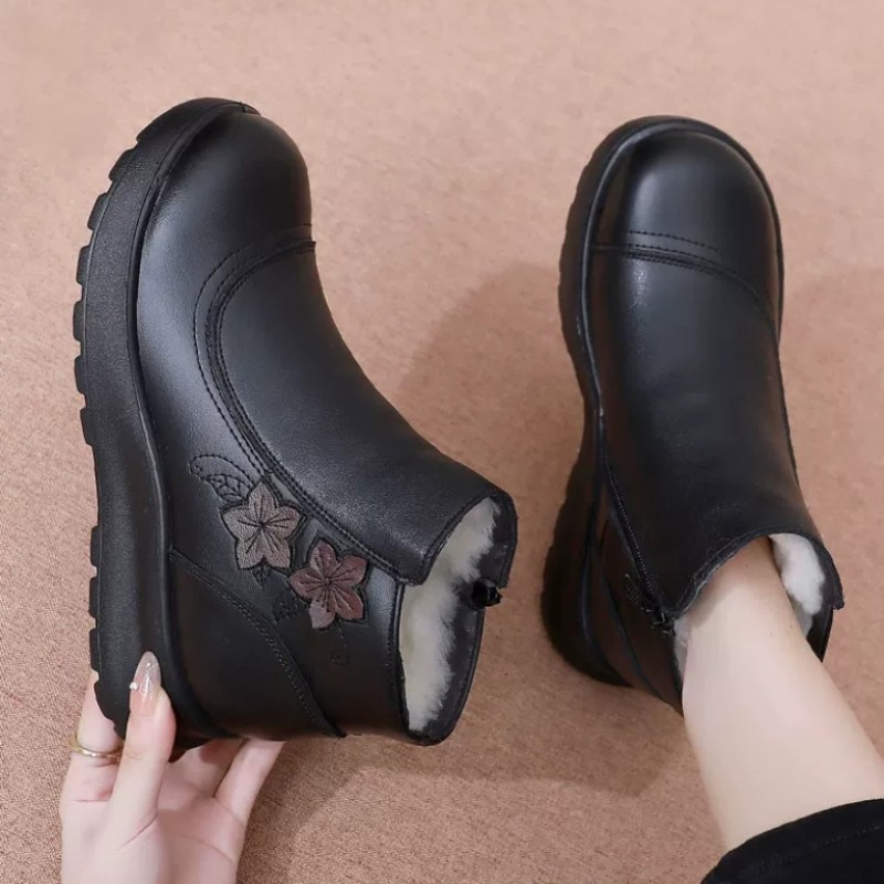 中老年皮棉鞋女真皮加绒保暖妈妈鞋防滑软底老人老太太棉皮鞋冬季,女鞋,高帮鞋,淘宝优惠券,粉丝福利购,淘宝优惠卷