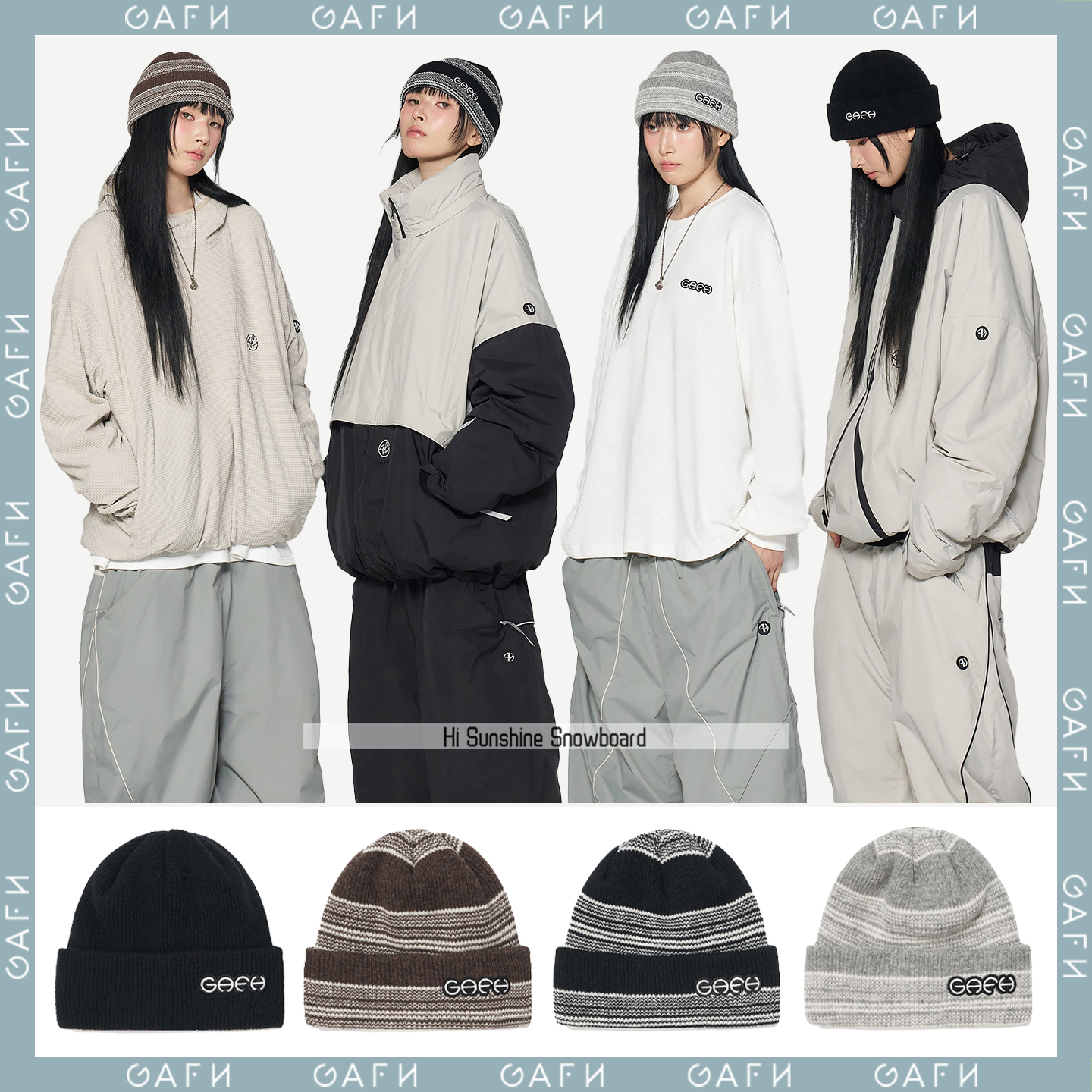 GAFH韩国滑雪帽男女款针织帽