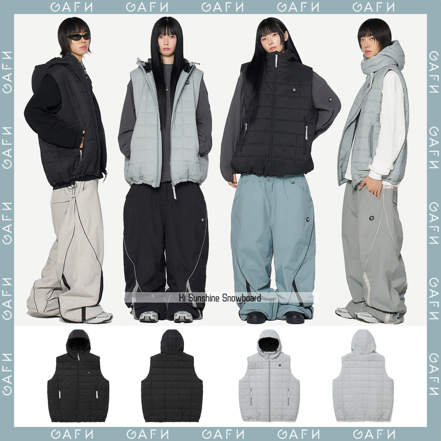 韩国潮牌滑雪马甲gafh官方正品