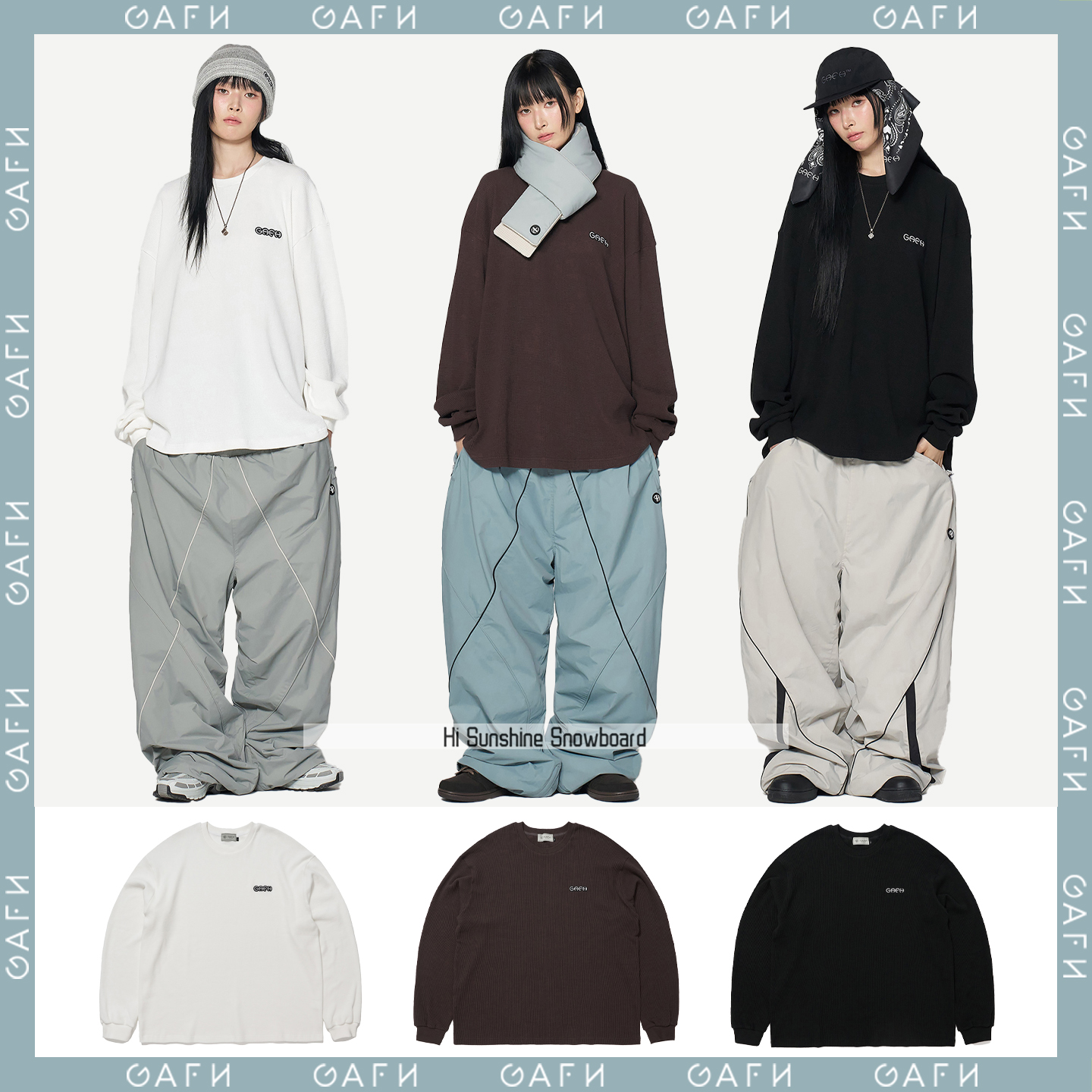 韩国潮牌滑雪打底长袖T恤GAFH