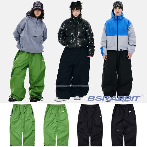 2526BSRABBIT韩国滑雪裤单板双板男女防水透气黑色绿色可收腿雪裤