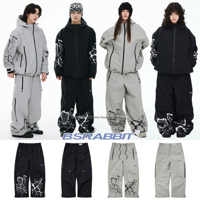 BSRABBIT防水黑灰色滑雪裤