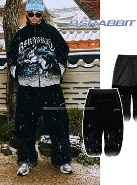 2526BSRABBIT韩国滑雪裤单板双板男女防水透气黑色抓绒收腿雪裤