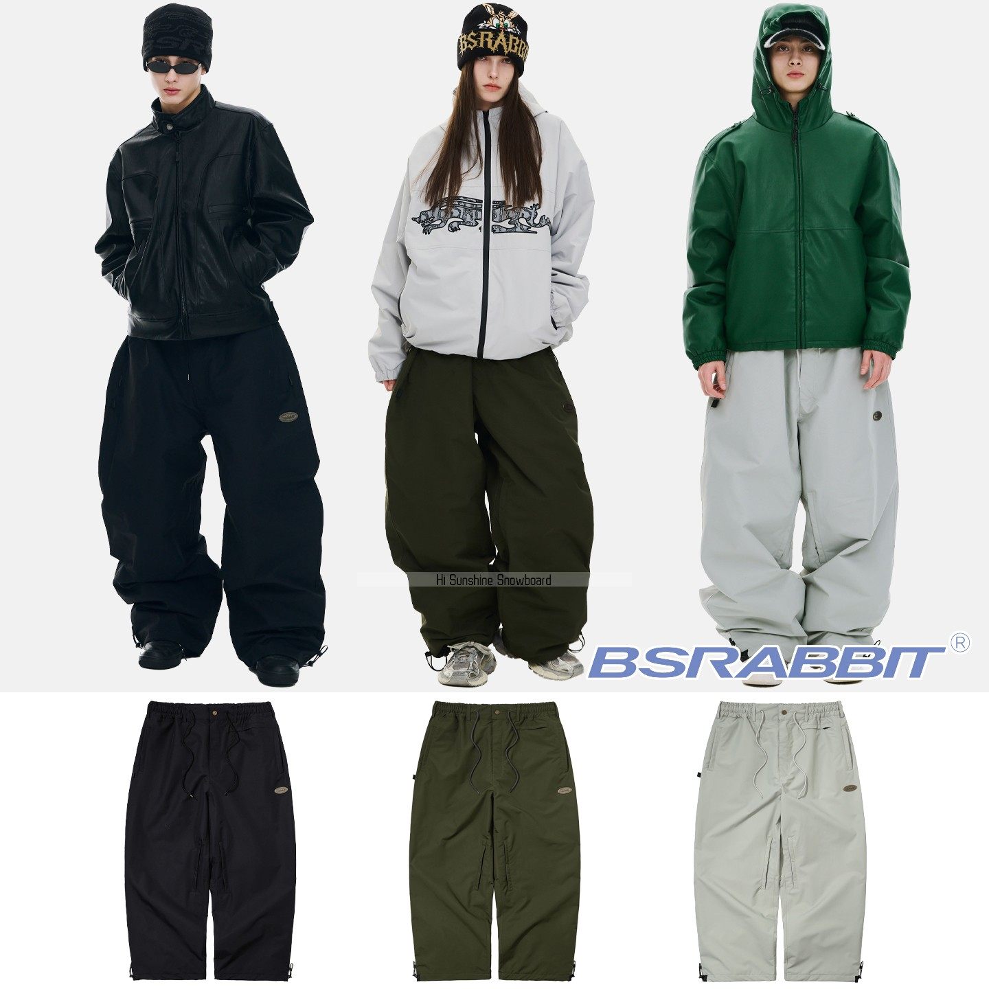 2526BSRABBIT韩国滑雪裤单板双板男女防水透气黑色灰色可收腿雪裤