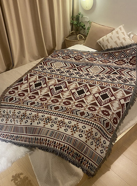 民族风几何小毯子波西米亚毛毯露营休闲毯午睡毯沙发盖毯民宿装饰