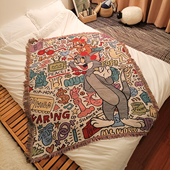 卡通图案Tom猫小毯子床上用沙发盖布毯空调毯多功能流苏边休闲毯