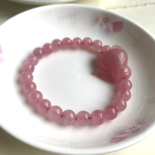 天然马粉水晶狐狸手链