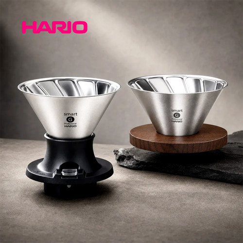 HARIO RAN双层钛聪明杯 V60手冲咖啡凹槽浸泡开关滴滤杯 纯钛轻便