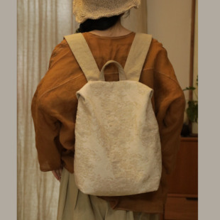 庸庸文艺棉麻双肩包女新款 小众高级感轻便旅游背包大容量通勤布包