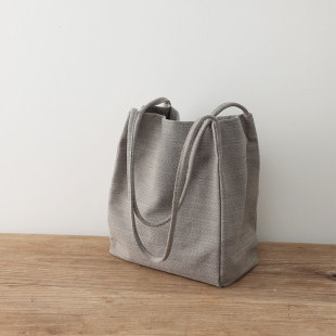 庸庸棉麻高级文艺帆布包女休闲小众单肩印花水桶包手提布袋新款 包