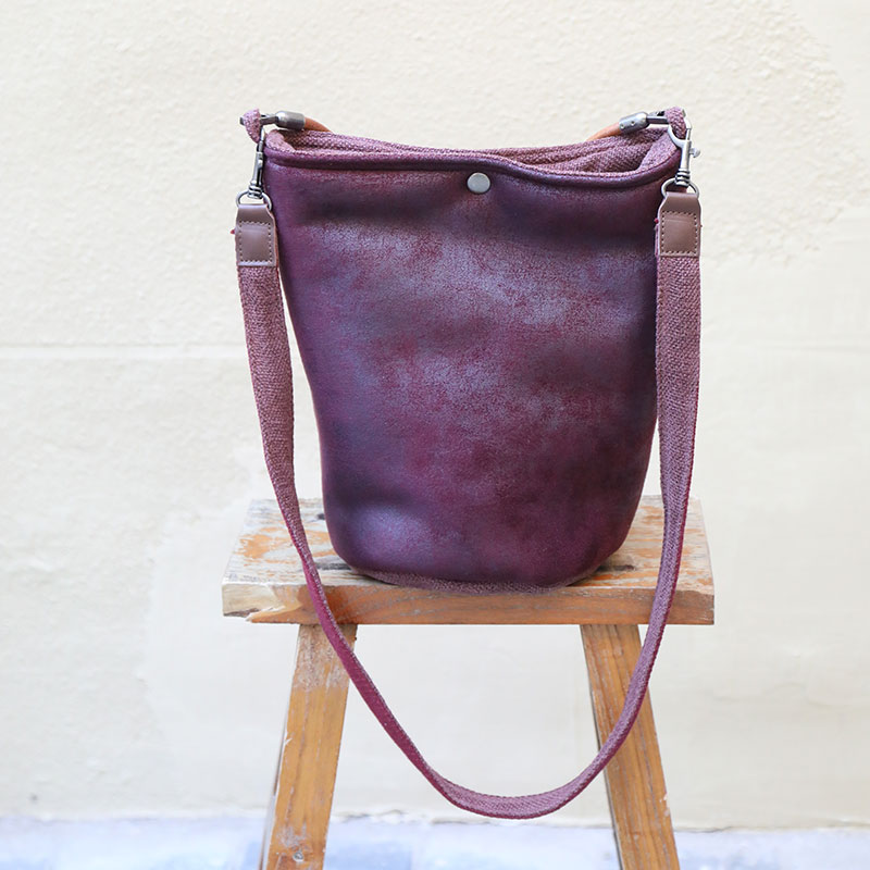 棉麻文艺庸庸水桶包简约百搭