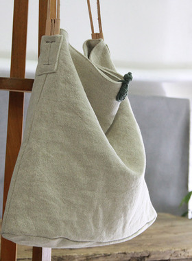 庸庸单肩包女手提帆布包大容量文艺复古设计感小众棉麻包上班通勤