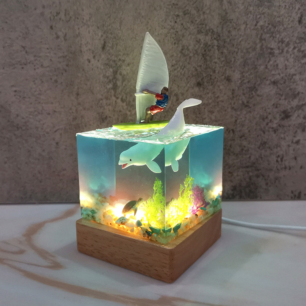 环氧树脂工艺品滴胶成品52赫兹鲸鱼礼物海洋生物车摆饰品创意礼物