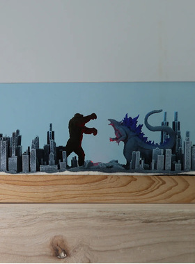 25年新款创意外贸圣诞微景观树脂小夜灯哥斯拉送礼物摆件工艺品潮