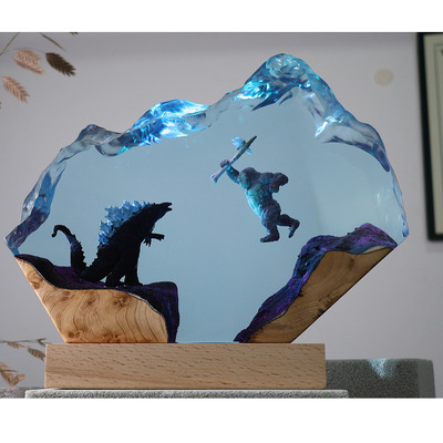 25年新款哥斯拉金刚大战微景观树脂小夜灯欧式礼物摆件工艺品潮