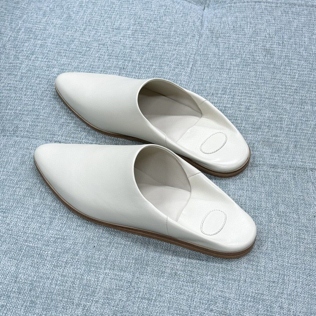 壹shoes白标 包头穆勒简约拖鞋真皮尖头平底外穿女鞋35-40