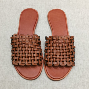 女外穿性感百搭一字拖鞋 编织平底露趾凉拖鞋 26s新款