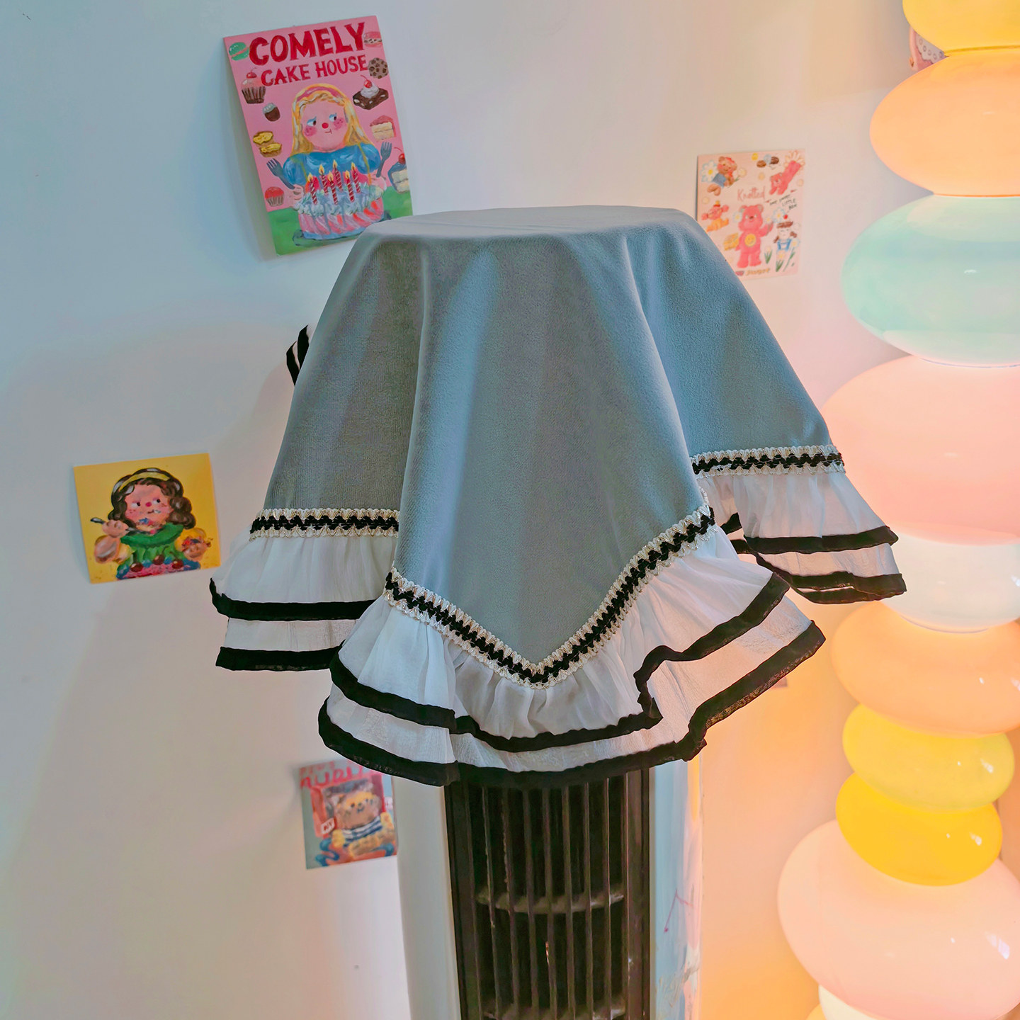 中古风加厚天鹅绒罩圆柱柜机空调防尘罩圆柜机防尘罩遮光丝绒布