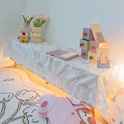 小清新蒲公英长条桌旗电视柜盖巾轻奢高级感电视柜台面布艺保护垫