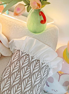 复古风氛围感沙发扶手盖布灰色靠背垫防灰尘布艺棉麻保护垫带花边