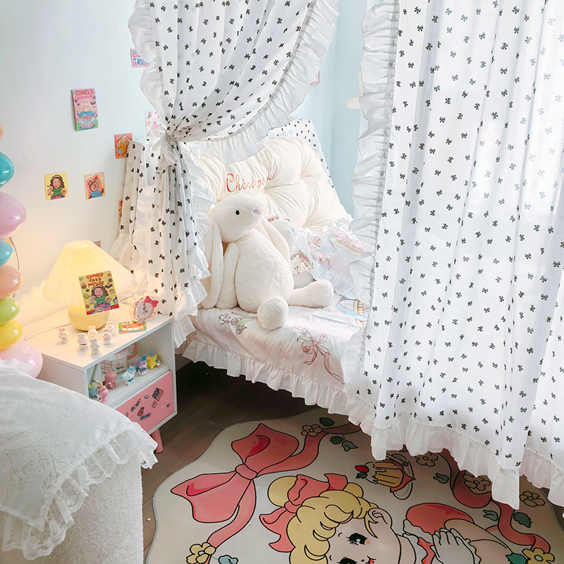 卧室床隔断帘蝴蝶结装饰床帘幔纱