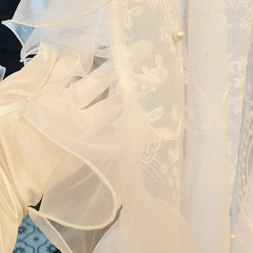 美式钉珍珠梦幻帘飘窗阳台窗帘