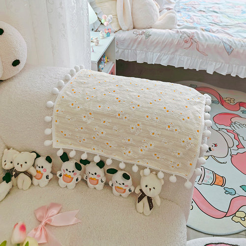 奶油黄清新风沙发盖巾四季通用电脑罩防尘罩落地电扇茶具挡灰尘罩