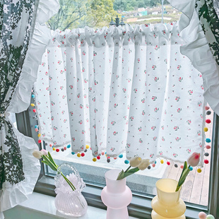饰帘 清纯甜美小窗帘半帘透光不透人短帘免打孔少女洛丽塔lolita装