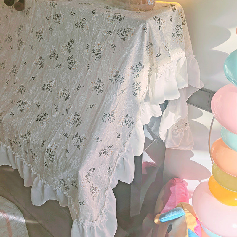 田园小清新棉布钢琴罩半罩全罩盖布甜美碎花荷叶边长方形防尘台布