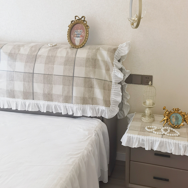 荷叶花边布艺床头布罩防尘盖巾