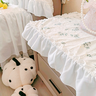 小清新床头柜遮灰布防尘布可爱轻薄棉麻印花透气保护垫遮丑神器