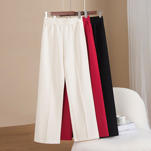 2025秋冬新款时尚高腰窄版阔腿裤宽松显瘦百搭垂感加绒直筒长裤