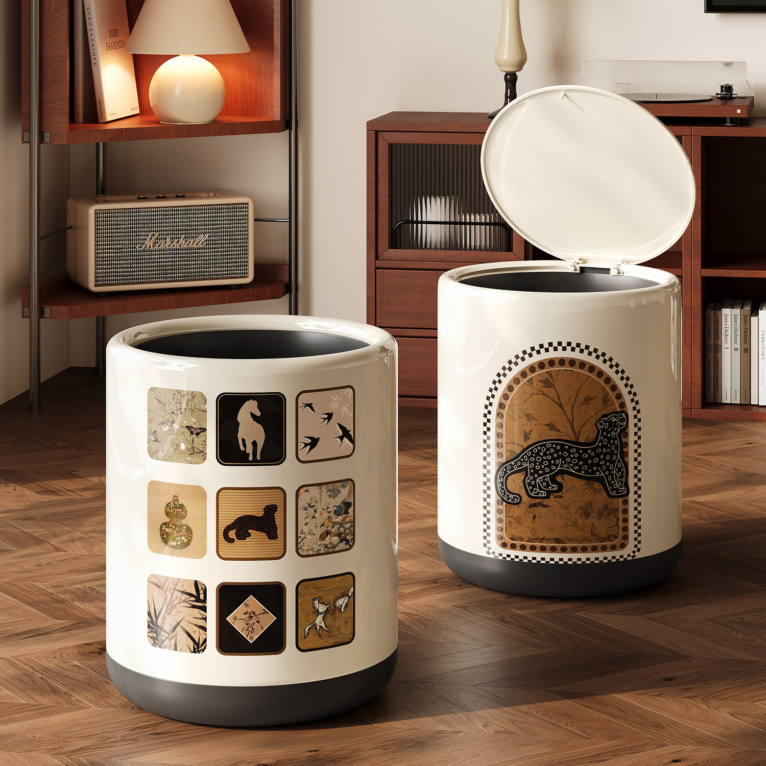 高颜值垃圾桶家用2025新款轻奢高档大号大容量客厅卧室带盖子卫生