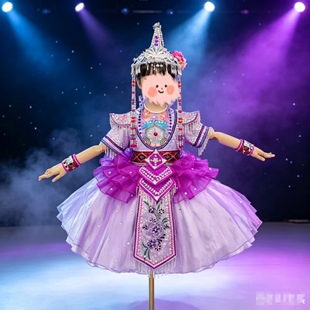 儿童演出服女童苗族表演服畲族彝族土家族快乐阳光太阳女羌族出租