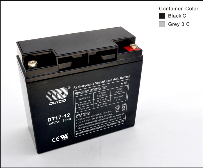 奥特多12V17Ah蓄电池 OT17-12 12V电瓶 太阳能电池铅酸免维护电池