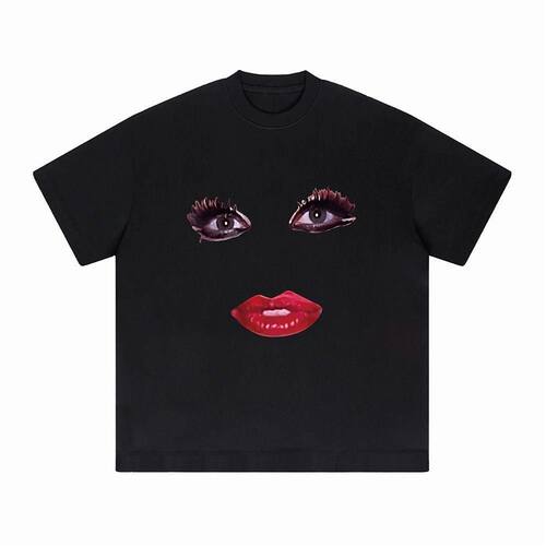 怎么艺术成这样T恤ladyGaga眼睛嘴巴叠穿短袖欧美风演唱会新加坡