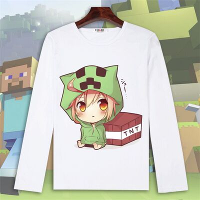 Minecraft周边我的世界T恤长袖苦力怕衣服男女春秋季动漫游戏学生