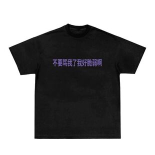 法老同款不要骂我了 我好脆弱啊趣味文字衣服宽松情侣短袖T恤半袖