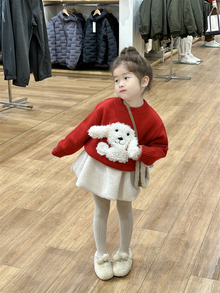 儿童新年毛衣2024秋冬新款童装中小童宝宝毛绒小狗加厚毛线上衣,童装/婴儿装/亲子装,毛衣/针织衫,淘宝优惠券,粉丝福利购,淘宝优惠卷