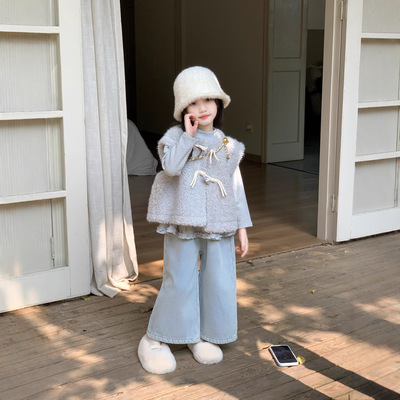 儿童加厚皮毛一体马甲