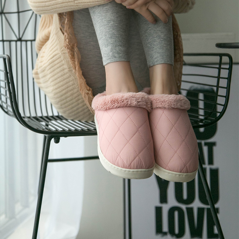 日式新款秋冬季室内情侣家居拖鞋男居家厚底保暖防滑棉拖鞋女冬天