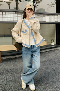 白色设计感小香风外套女2025春新款法式高级感气质时尚粗花呢上衣图片