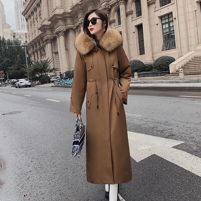 真皮派克服可拆卸獭兔毛内胆大衣