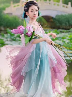 茉胭女童春秋国风襦裙大袖衫汉服