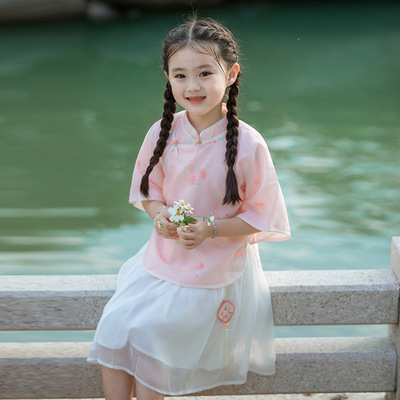 贝优可夏装中国风女童汉服套裙