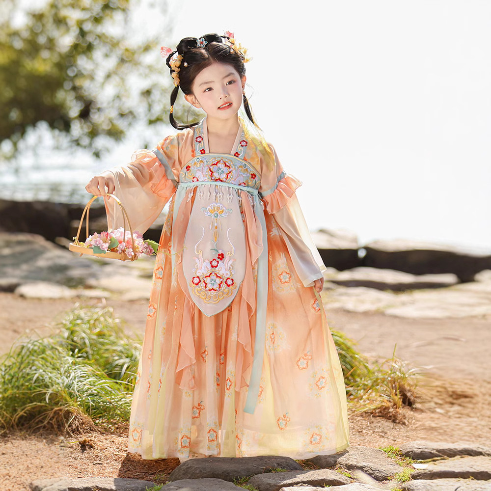 女童汉服春秋绣花连衣裙公主裙