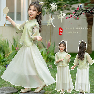 女童夏季新中式汉服套装亲子装