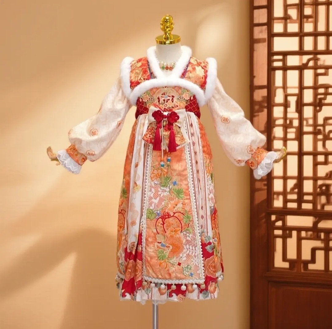 朝童满地金女童冬装中国风汉服儿童古装重工绣花襦裙拜年服连衣裙,童装/婴儿装/亲子装,汉服,淘宝优惠券,粉丝福利购,淘宝优惠卷