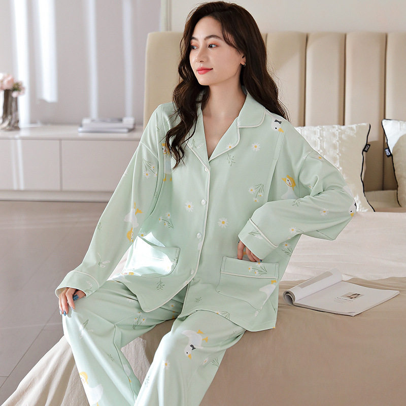 月子服春秋棉质产后孕妇哺乳睡衣