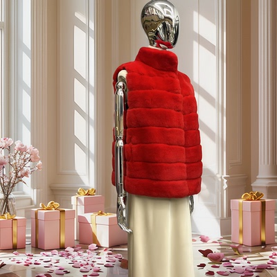 新款獭兔毛马甲短款女装小个子修身显瘦气质高雅青紫蓝龙猫色爆款